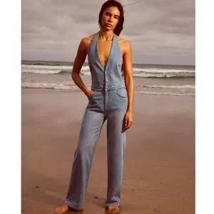 Zara | Pants & Jumpsuits | Zara Trf Denim Halter Neck